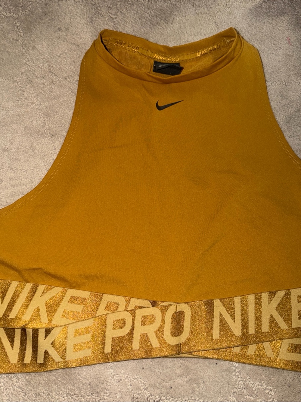 Nike Women's Mustard Yellow Pro Crop Tank